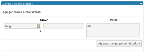 Adding custom field 'lang' with value 'en'