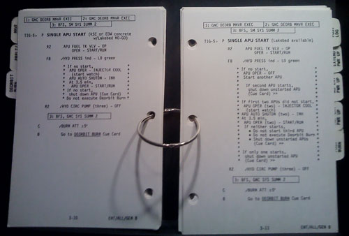 Checklist used during a NASA space mission