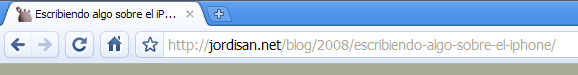 Barra de direcciones de Google, con el servidor más destacado en la URL