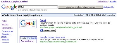 Añadir GMail a la página personalizada de Google