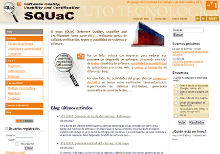Página inicial del nuevo sitio del grupo SQUaC