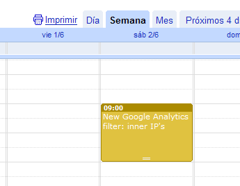 Google Calendar, with an event related to the site http://jordisan.net
